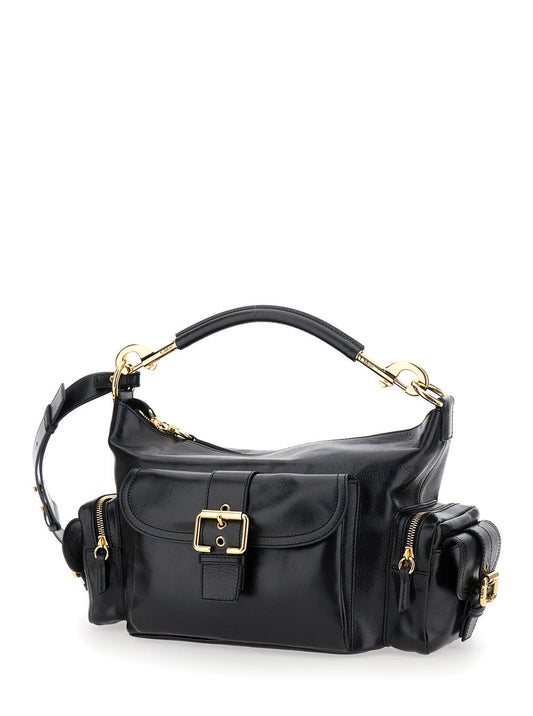 Chloé Women 'Camera Bag' Black Shoulder Bag With Logo Buckle And Removable Handle In Leather Woman