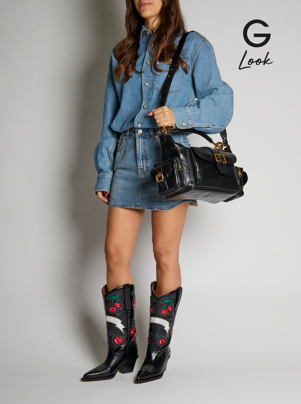 Chloé Women 'Camera Bag' Black Shoulder Bag With Logo Buckle And Removable Handle In Leather Woman