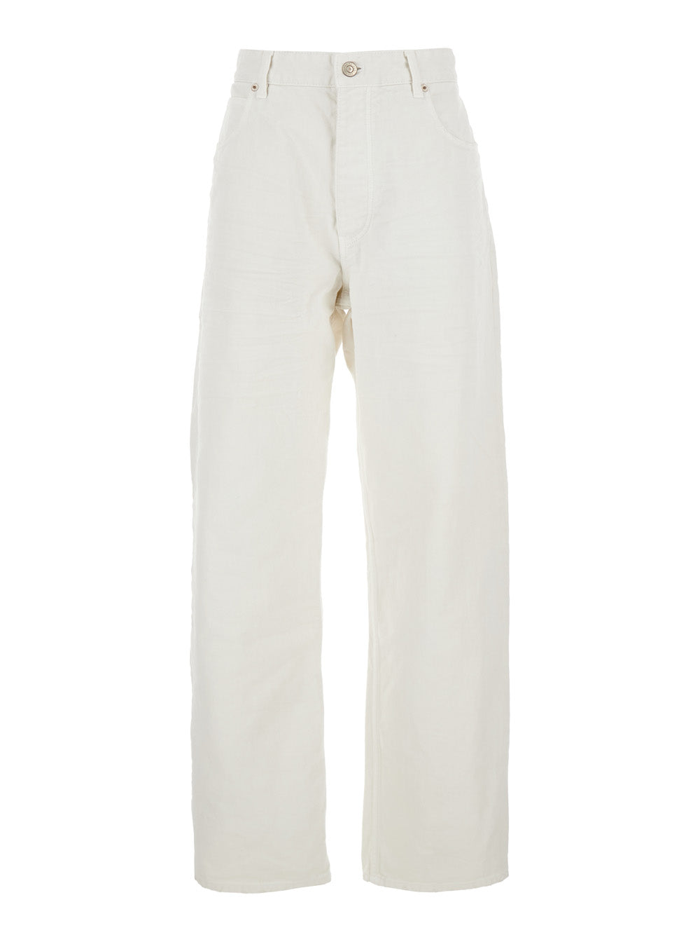 Balenciaga Women White Five Pocket Jeans With Ripped Hem In Cotton Woman