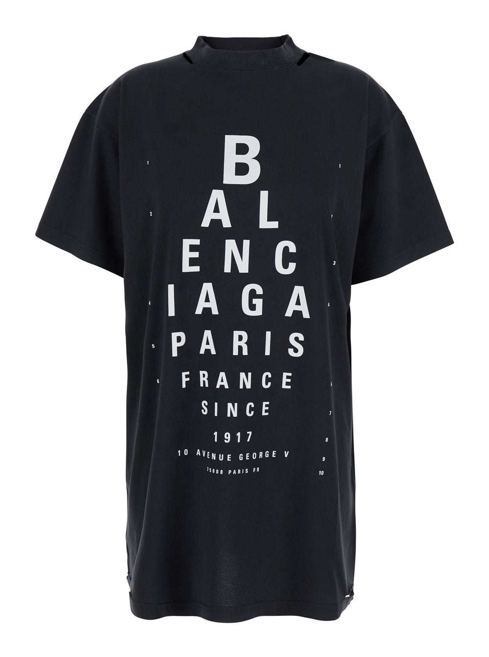 Balenciaga Women Black T-Shirt With Logo Printed On The Front And Torn Details In Cotton Woman