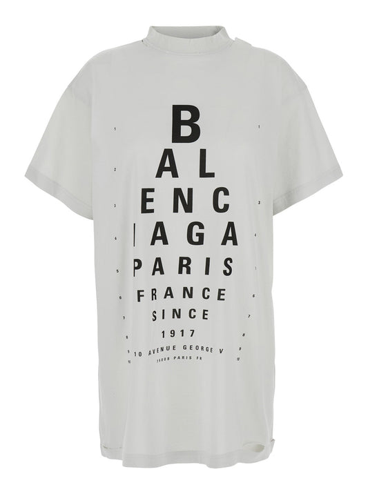 Balenciaga Women White T-Shirt With Logo Printed On The Front And Torn Details In Cotton Woman