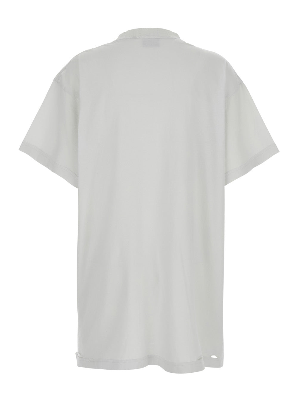Balenciaga Women White T-Shirt With Logo Printed On The Front And Torn Details In Cotton Woman