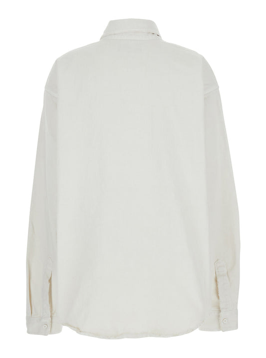 Balenciaga Women White Shirt With Lettering Logo Embroidered On The Front In Cotton Woman