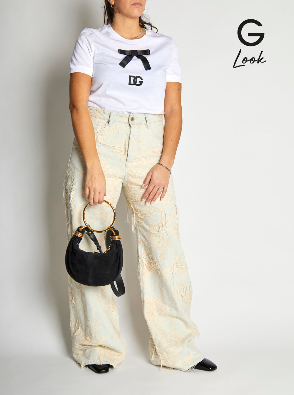 Chloé Women 'Small Bracelet' Black Handbag With Ring Handle And Lettering Logo In Suede Woman