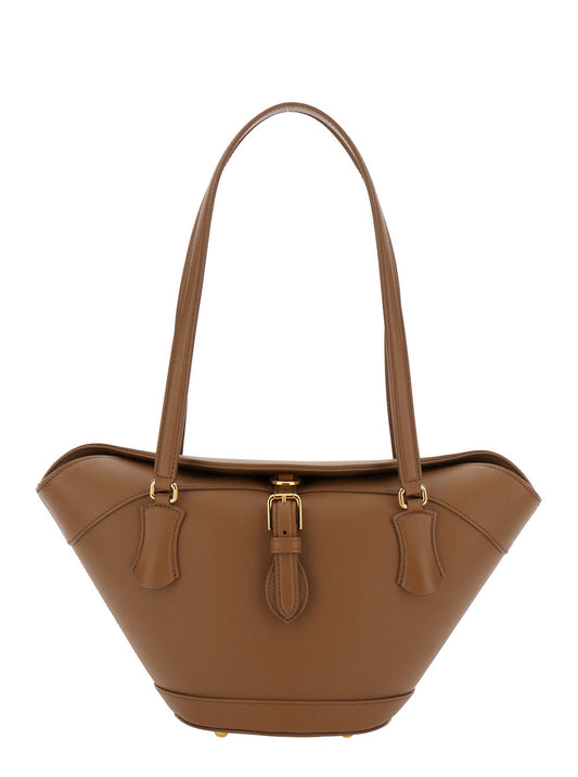 Dolce & Gabbana Women Brown Shoulder Bag With Two Top Handles And Buckle Closure On The Front In Leather Woman