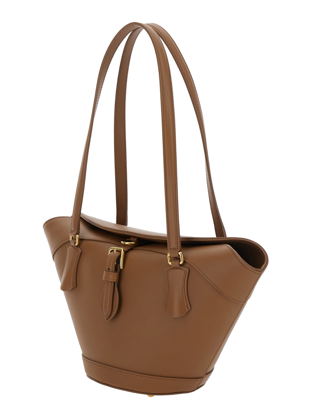 Dolce & Gabbana Women Brown Shoulder Bag With Two Top Handles And Buckle Closure On The Front In Leather Woman