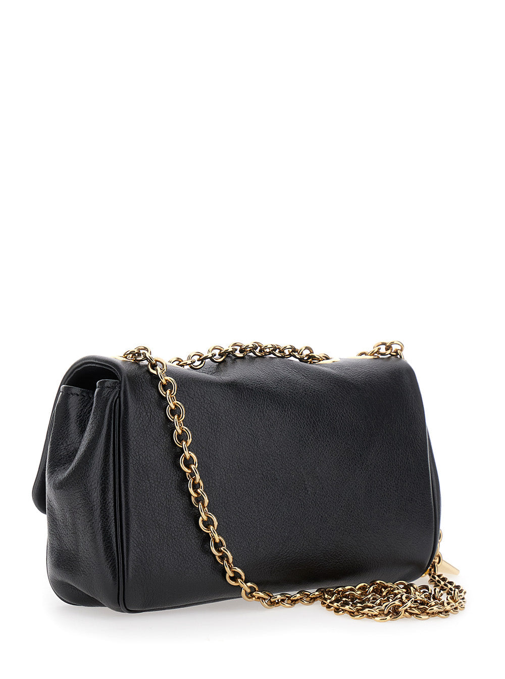 Chloé Women 'Heritage' Black Shoulder Bag With Chain-Link Shoulder Strap And Logo Plaque On The Front In Leather Woman