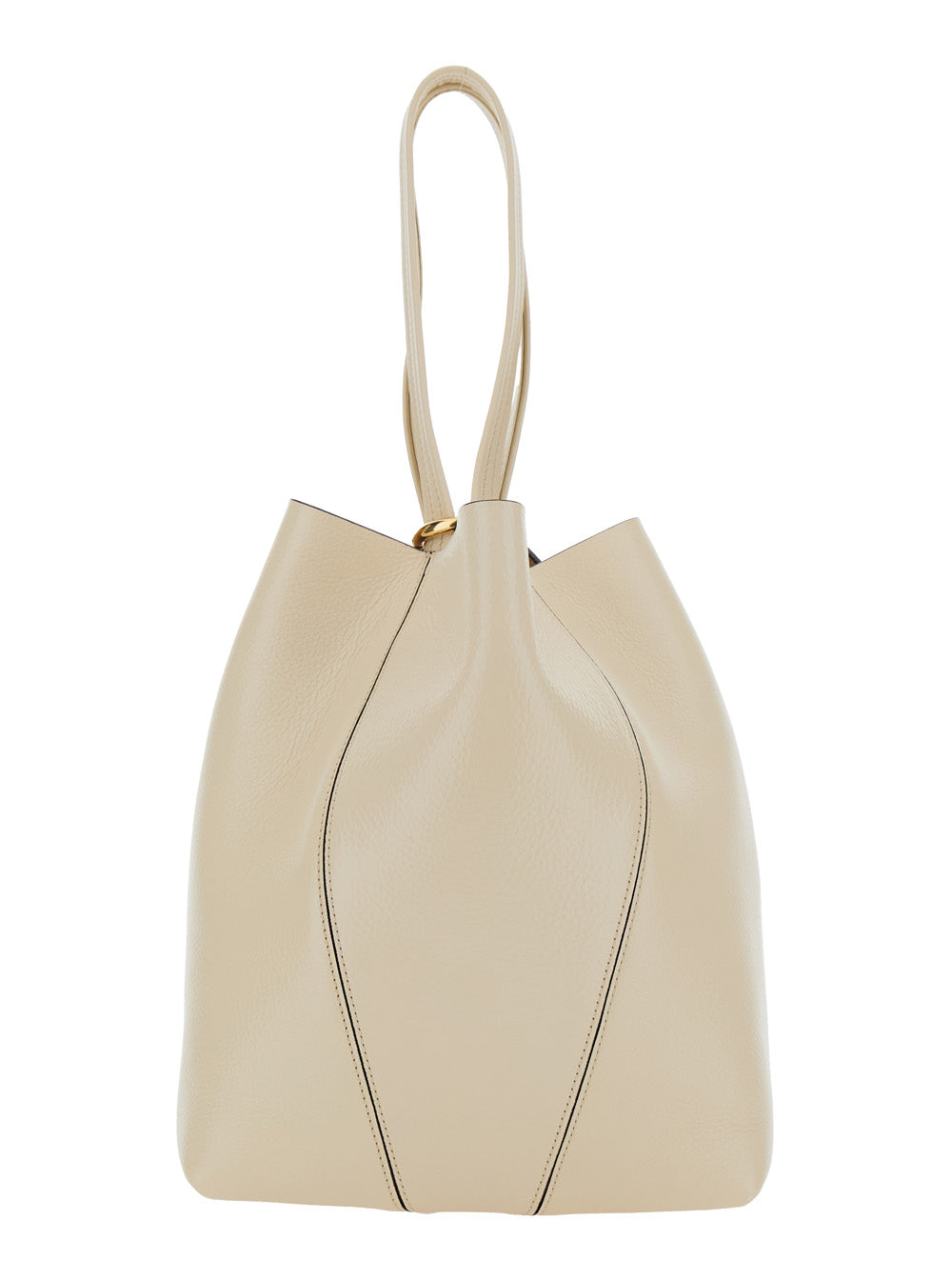 Chloé Women 'Spin' Beige Shoulder Bag With Metal Logo Medals In Grained Leather Woman