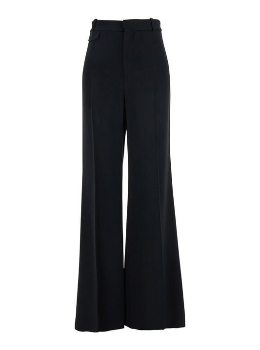 Chloé Women Black Pants With High Waist And Wide Leg In Viscose Blend Stretch Woman