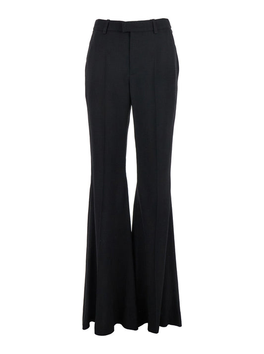 Balenciaga Women Black Pants With Belt Loops And Flared Leg In Viscose Woman