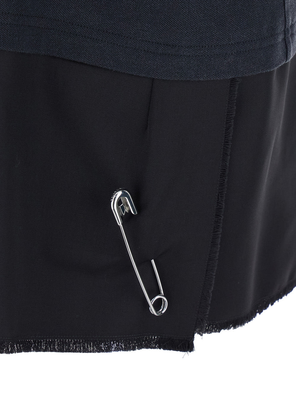 Balenciaga Women Black Layered Dress With Polo Shirt Style Collar And Safety Pin Detail In Cotton Woman
