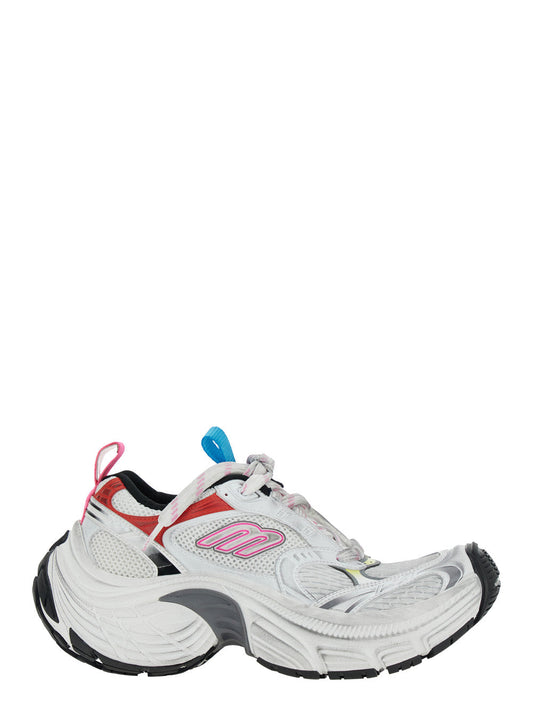 Balenciaga Women '6Xl' White Low Top Sneakers With Mesh Panels And Logo Detail On The Side In Tech Fabric Woman