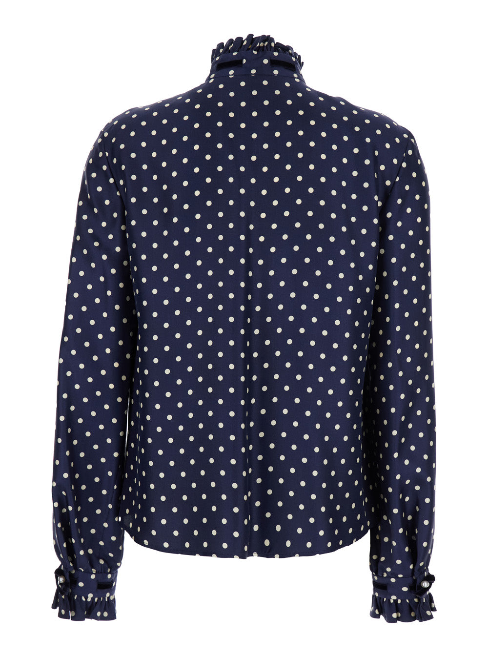Valentino Women Blue Shirt With Bow Embellishment And All-Over Plus De Pois Motif In Silk Woman