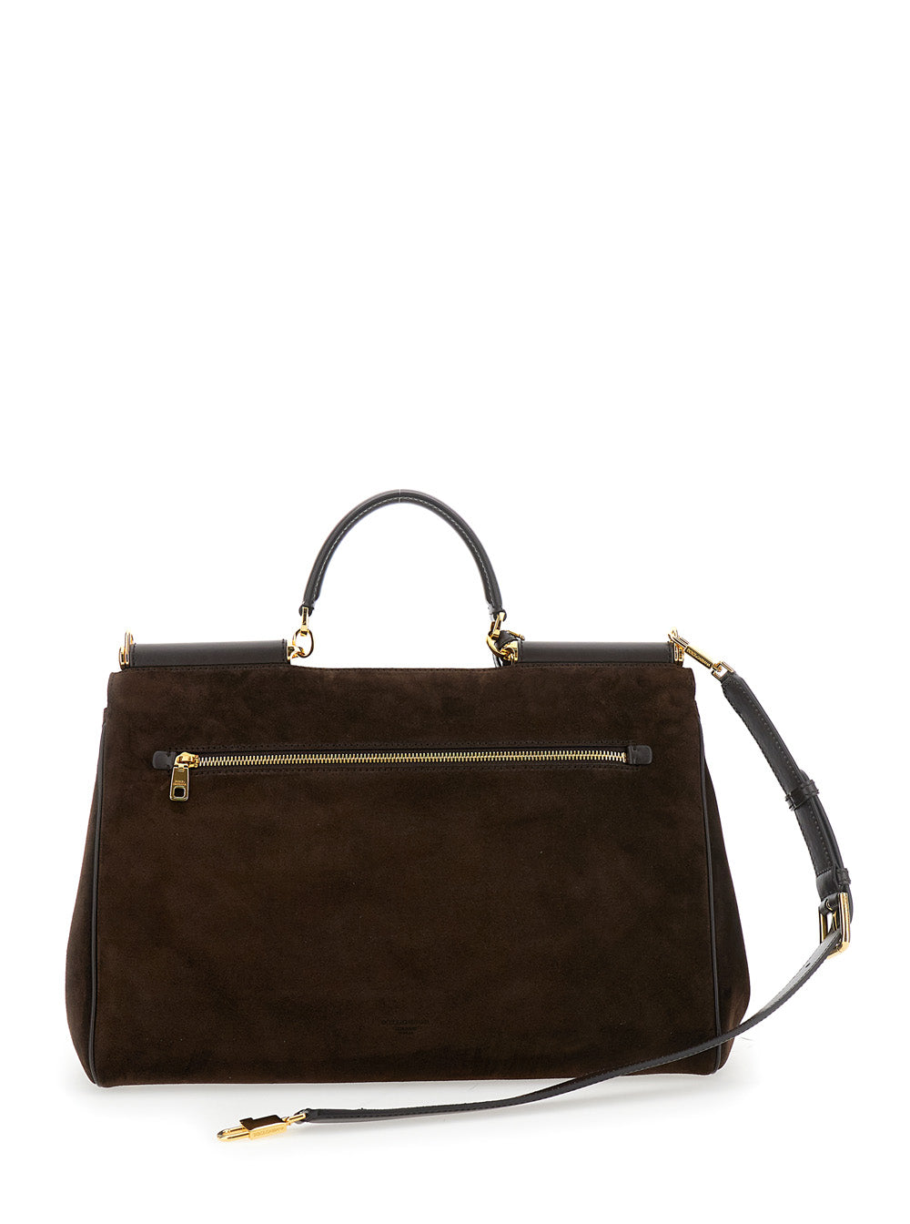 Dolce & Gabbana Women Brown Handbag With Removable Shoulder Strap And Padlock Charm On The Front In Suede Woman