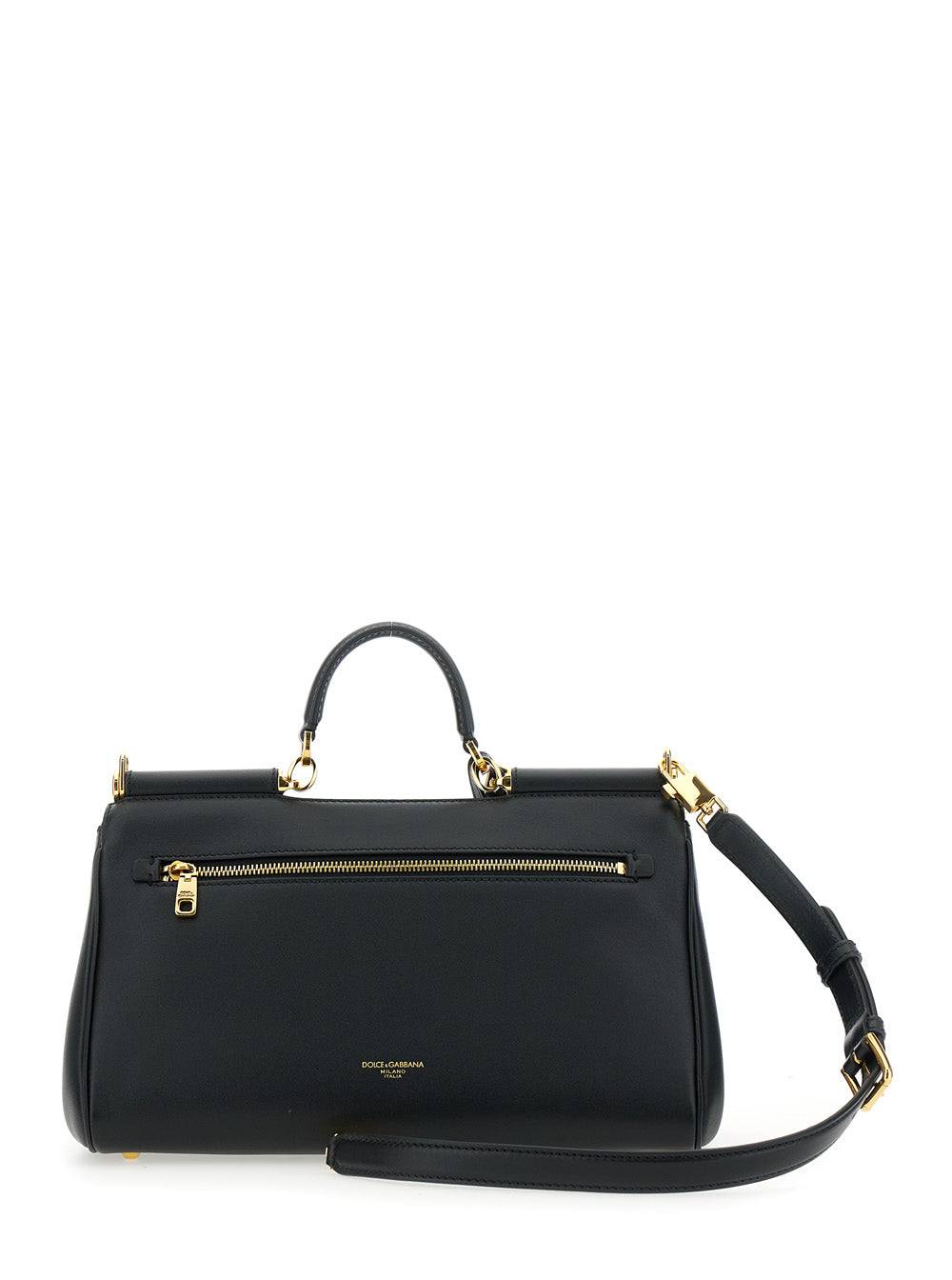 Dolce & Gabbana Women Black Handbag With Padlock Detail And Adjustable And Removable Shoulder Strap In Leather Woman