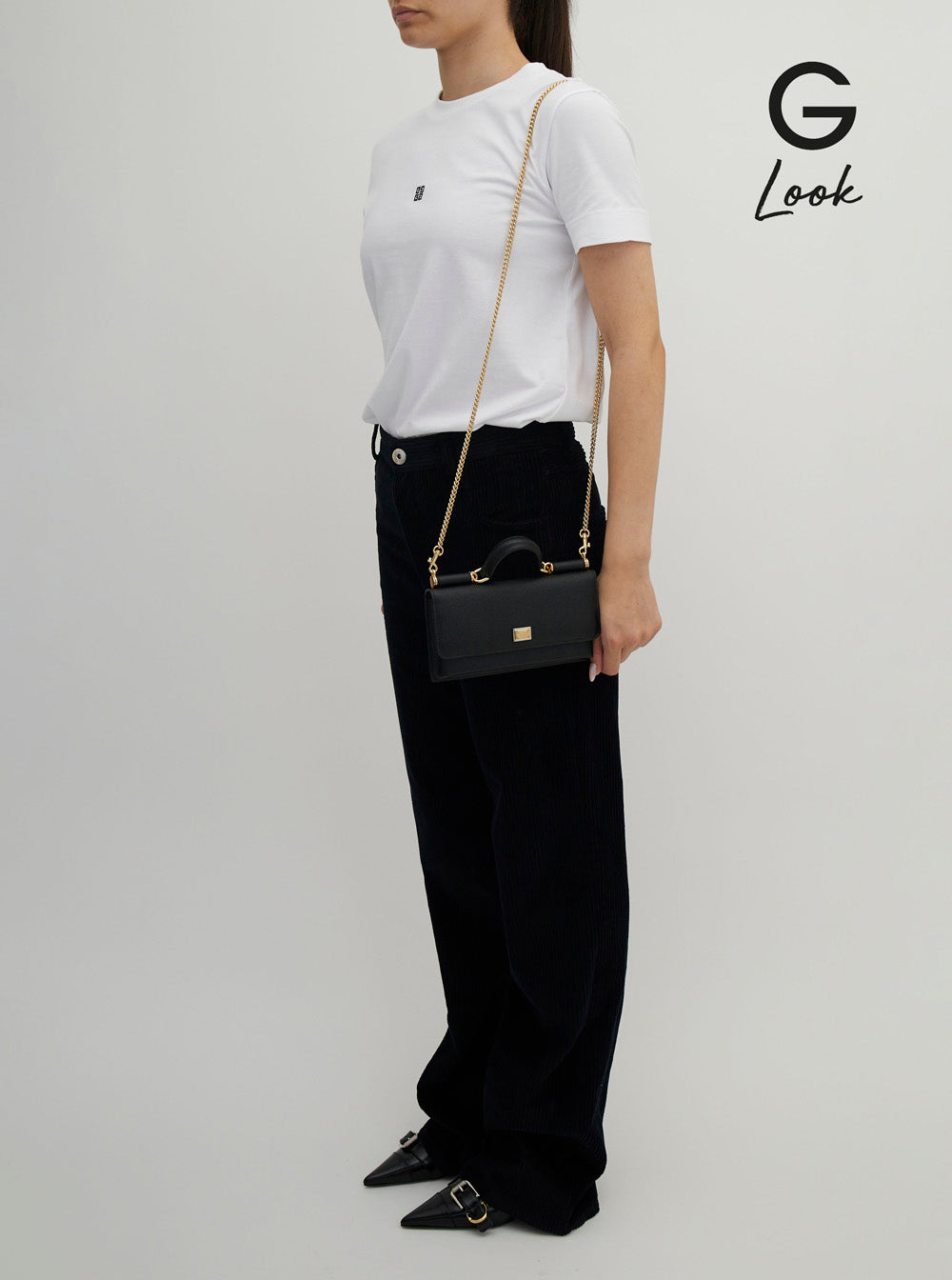 Dolce & Gabbana Women Black Handbag With Logo Plaque In Grained Leather Woman