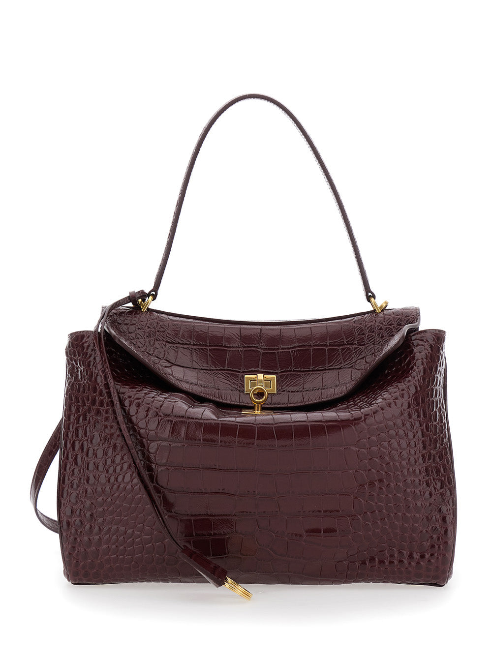 Balenciaga Women 'Rodeo' Bordeaux Handbag With Removable Shoulder Strap In Leather Woman