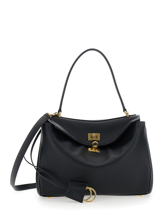 Balenciaga Women 'Small Rodeo' Black Handbag With Detachable Key Holder In Smooth Leather Woman