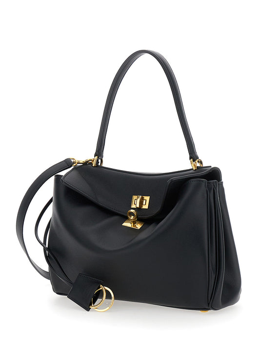 Balenciaga Women 'Small Rodeo' Black Handbag With Detachable Key Holder In Smooth Leather Woman
