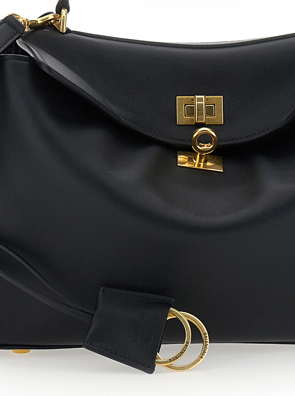 Balenciaga Women 'Small Rodeo' Black Handbag With Detachable Key Holder In Smooth Leather Woman