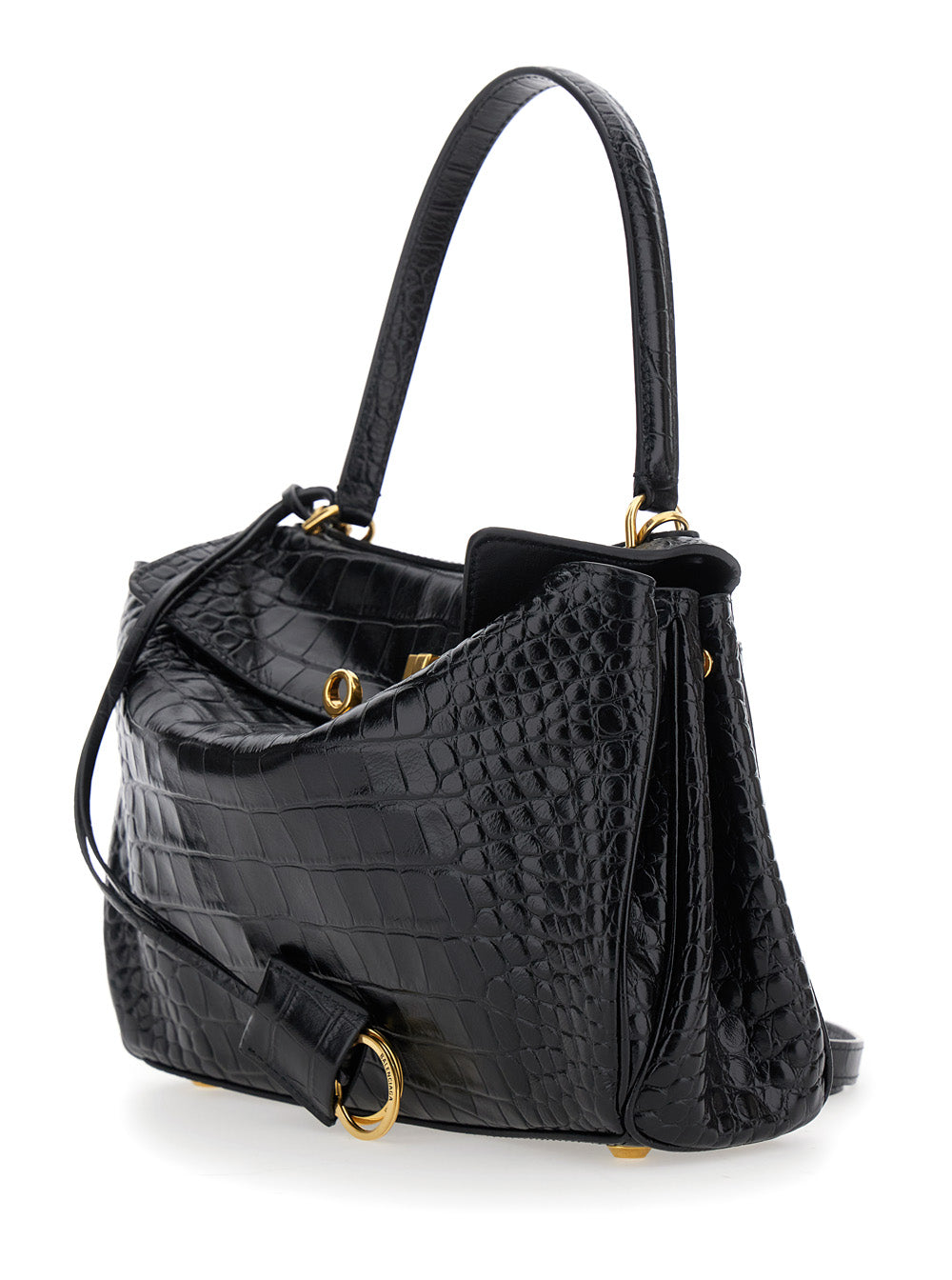 Balenciaga Women 'Rodeo' Black Small Handbag With Detachable Key Holder In Leather Woman