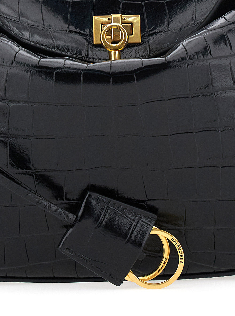 Balenciaga Women 'Rodeo' Black Small Handbag With Detachable Key Holder In Leather Woman