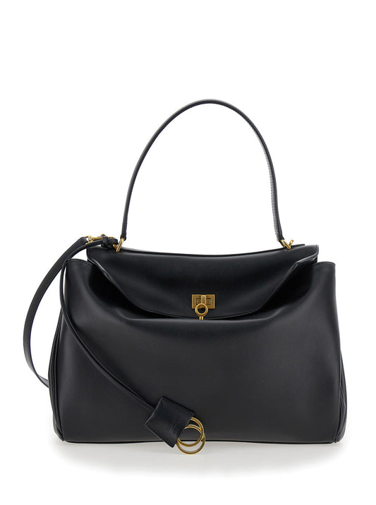 Balenciaga Women 'Medium Rodeo' Black Handbag With Detachable Key Holder In Smooth Leather Woman