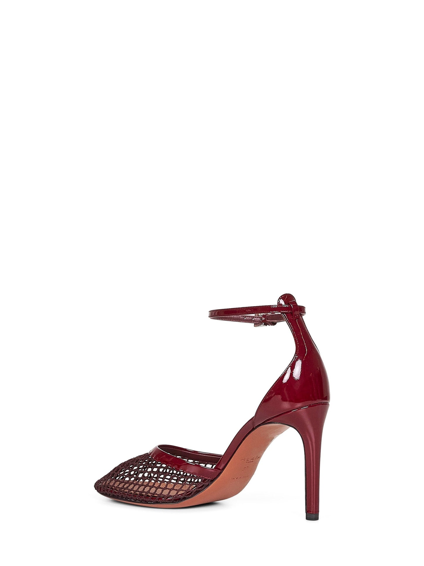 Alaïa Women Burgundy Fishnet Heeled Pumps