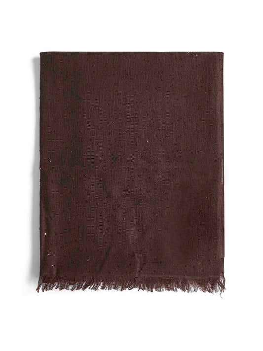 Brunello Cucinelli Women Brown Diamante Cashmere And Silk Scarf