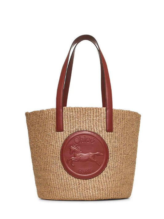 Chloé Women Beige Horse Medal Large Basket Bag