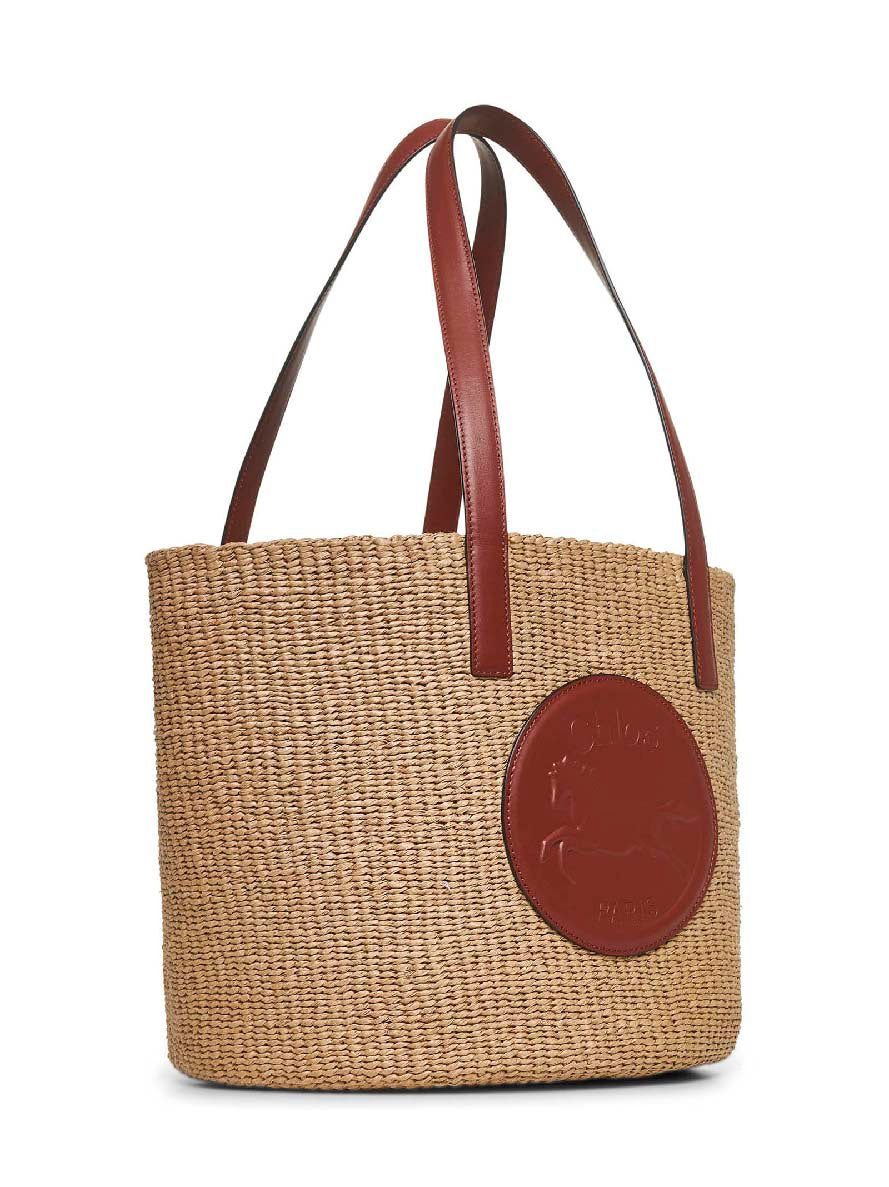 Chloé Women Beige Horse Medal Large Basket Bag