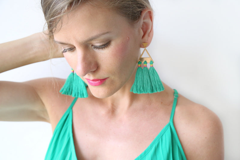 Trío Tassel Earring - Emerald
