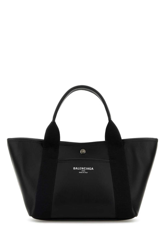 Balenciaga Women Black Leather Biarritz Shopping Bag