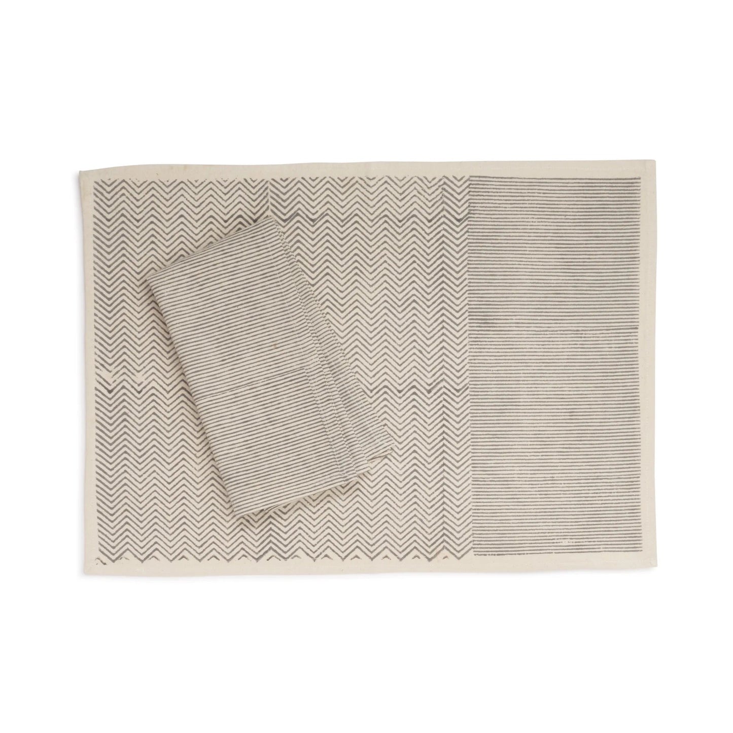 WHISPERWOOD Placemats. Set of 4. 100% Kora Cotton – Hand Block Printed – Fair Trade – Artisan Made