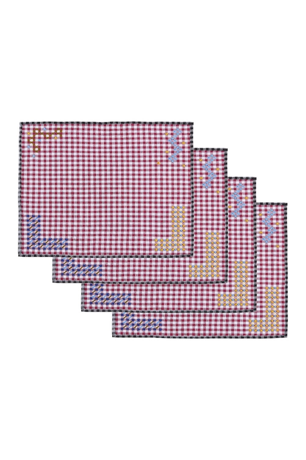 S/2 Estrellas Embroidered Placemat - Burgundy