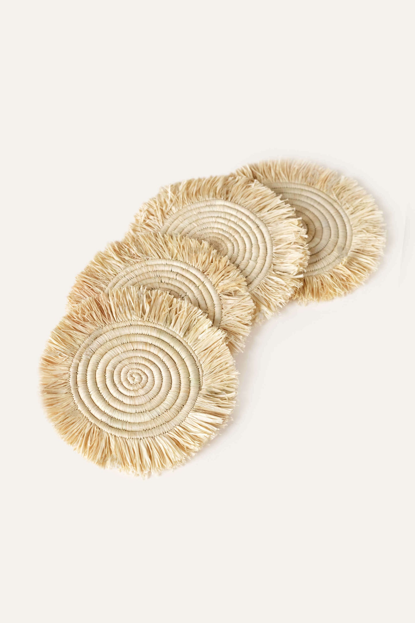 Raffia Fringe Set of 4 Coasters