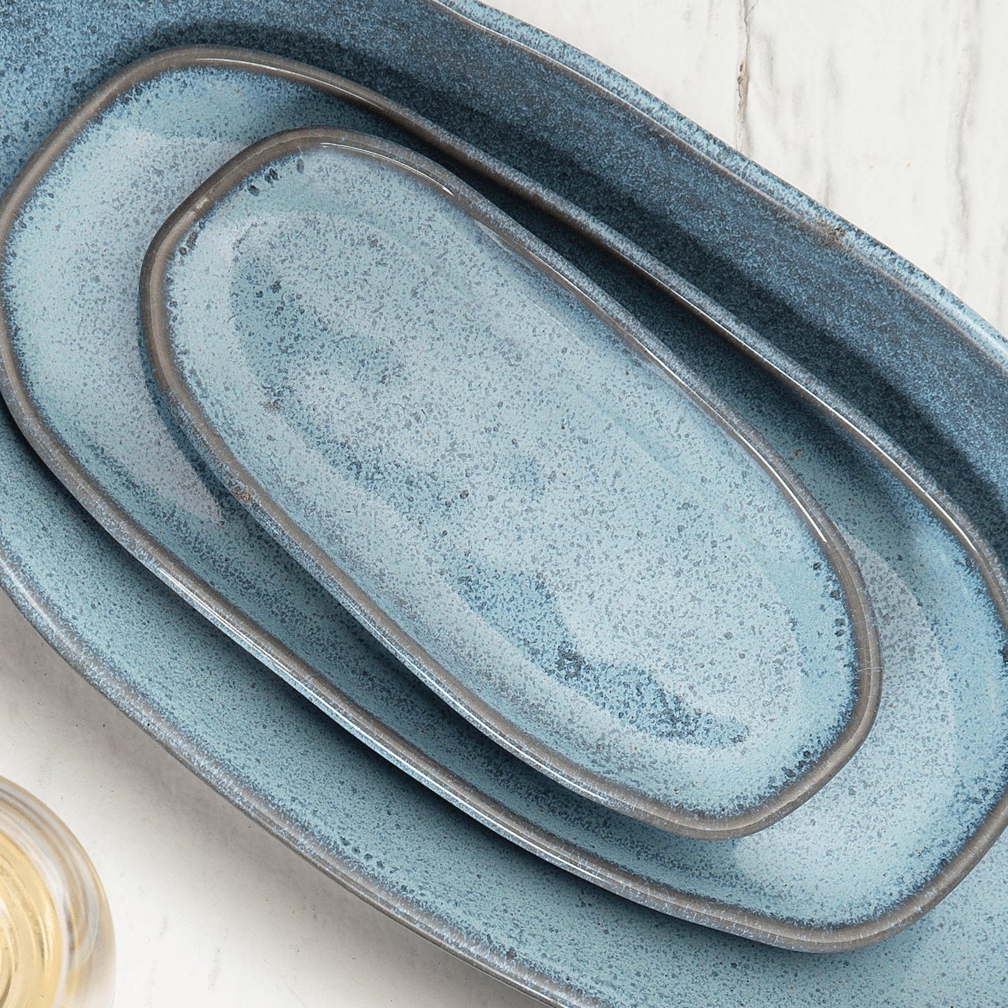 Shallow Organic Oval Platter Mini Set of 4