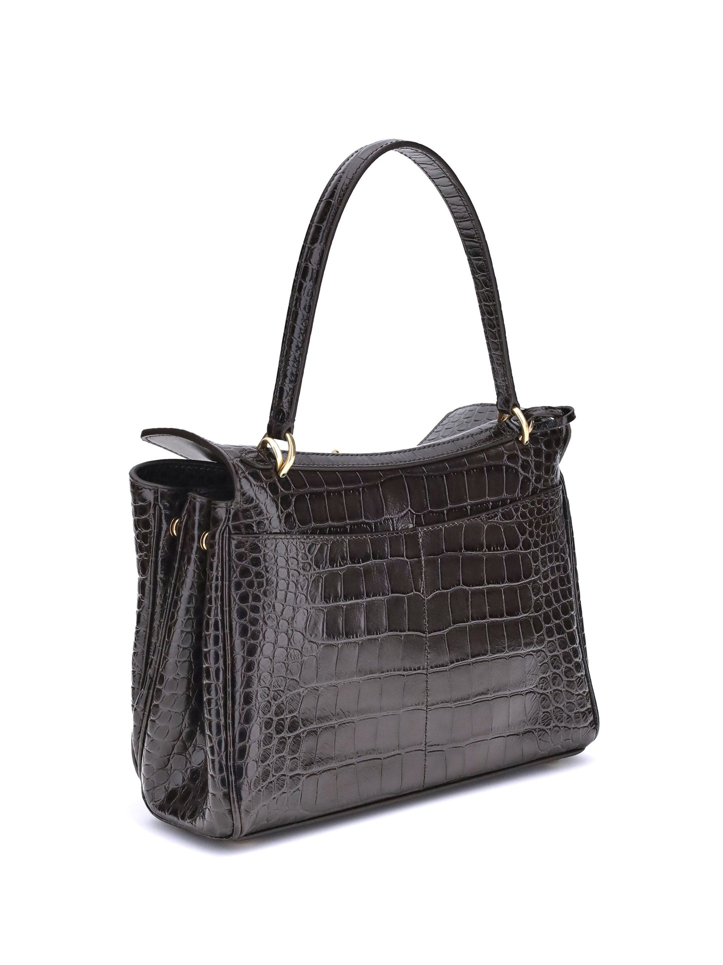 Balenciaga Women Rodeo Shoulder Bag In Crocodile-Print Leather