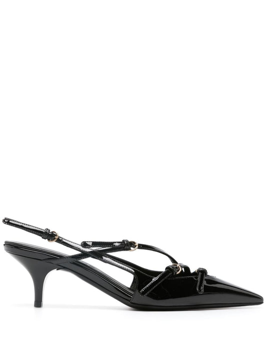 Miu Miu Women Patent Leather Slingbacks With Buckles