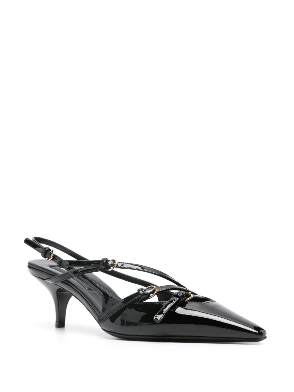 Miu Miu Women Patent Leather Slingbacks With Buckles