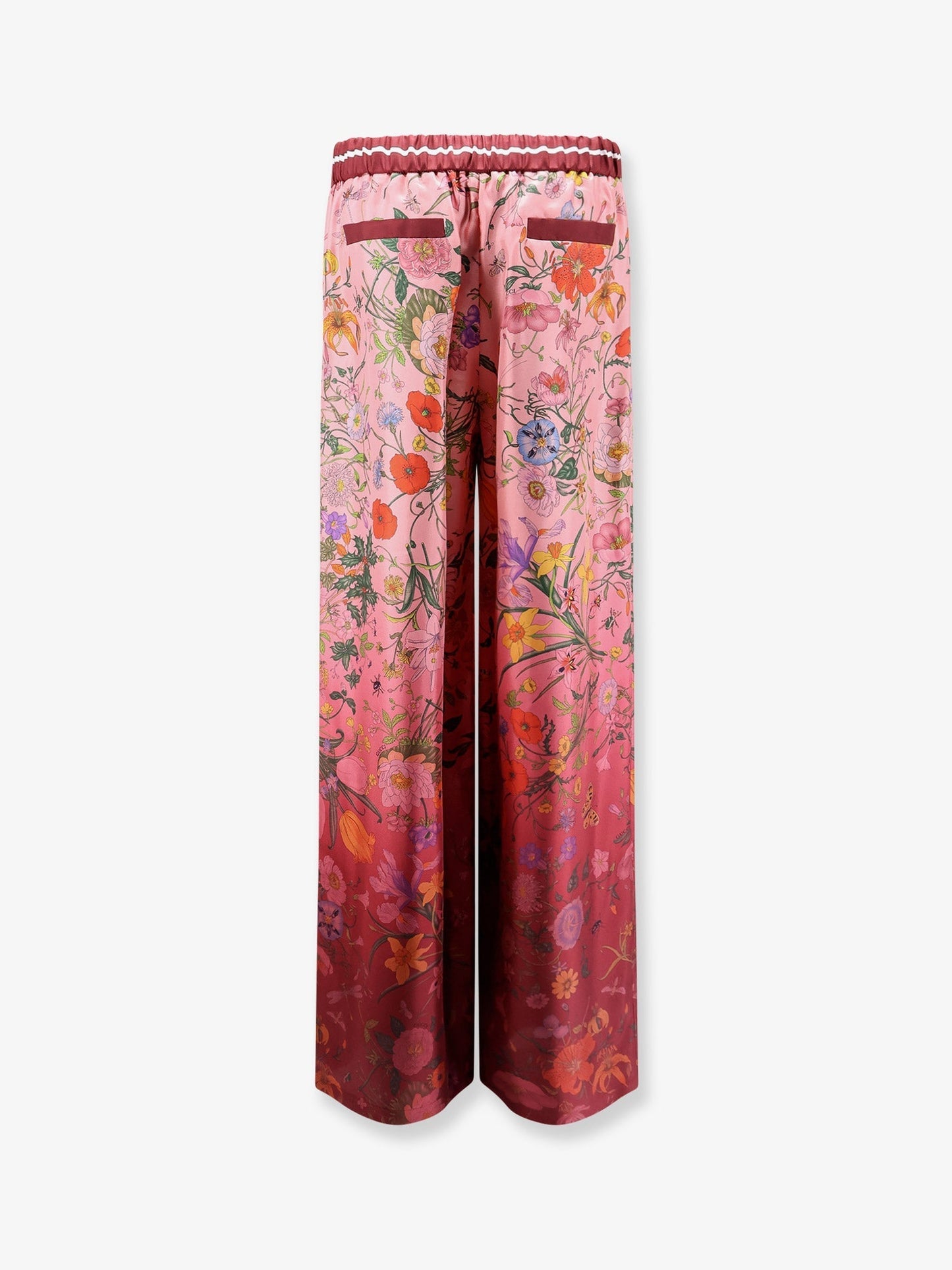 Gucci Women Silk Trousers With Gucci Flora Print