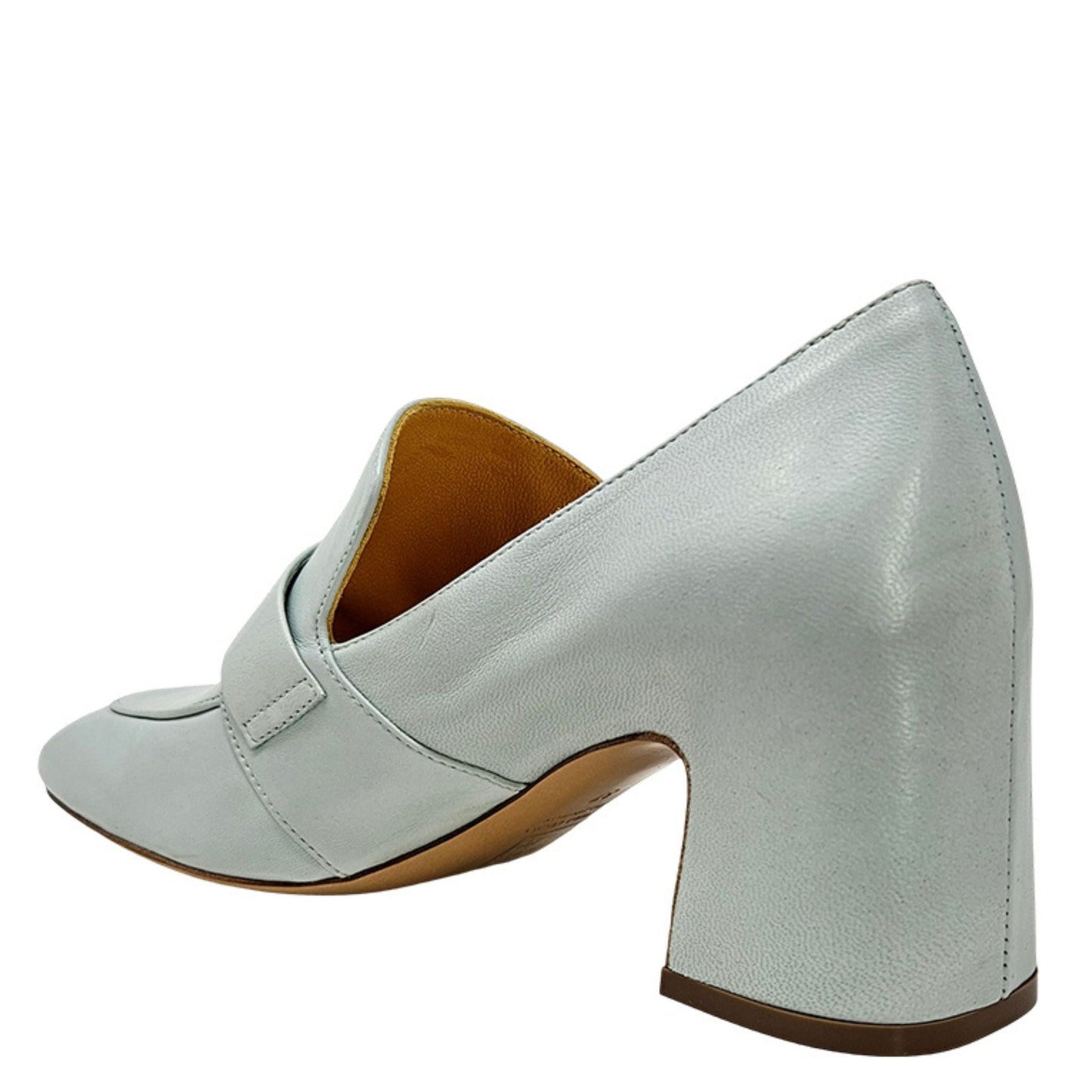 Seafoam Leather Lock Heel Loafer