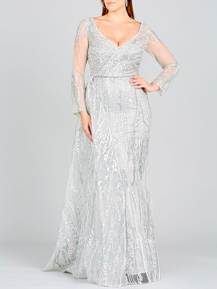 Asymmetrical Skirt Overlay Dress with Long Sleeves