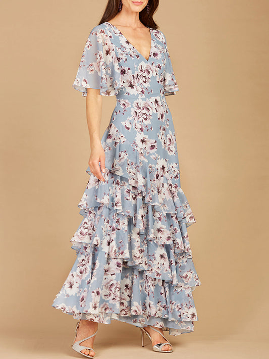 Cape Sleeve Print Dress- OUTLET