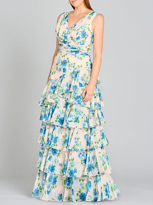 Ruffle Skirt Print Dress - OUTLET