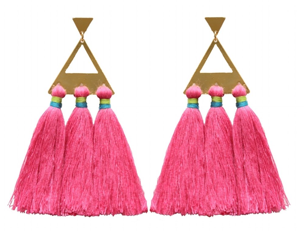 Trío Tassel Earring - Deep Pink