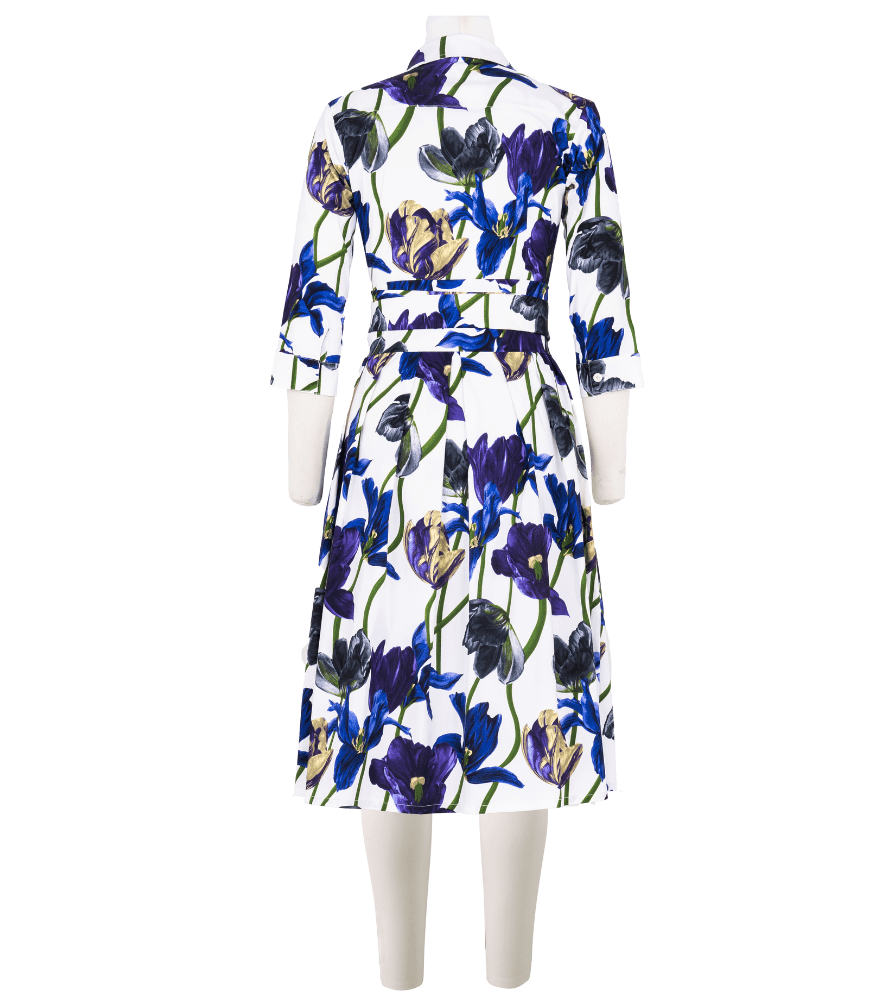 Audrey Dress #1 White Blue Long Dress