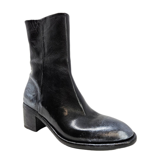 Black Hand Rubbed Ankle Boot