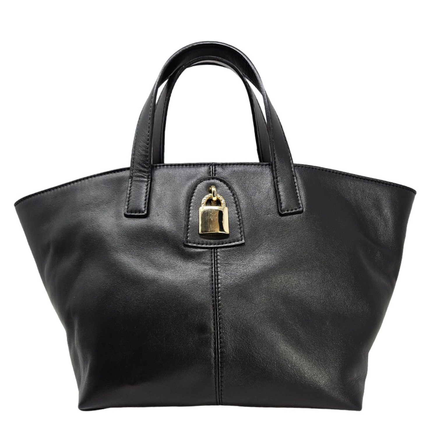 Madison Maison x Joan Hornig Black Leather Lock Tote Bag