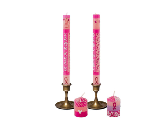 Pink on Pink Painted Candles - support South Africa´s best Breast Cancer Care
